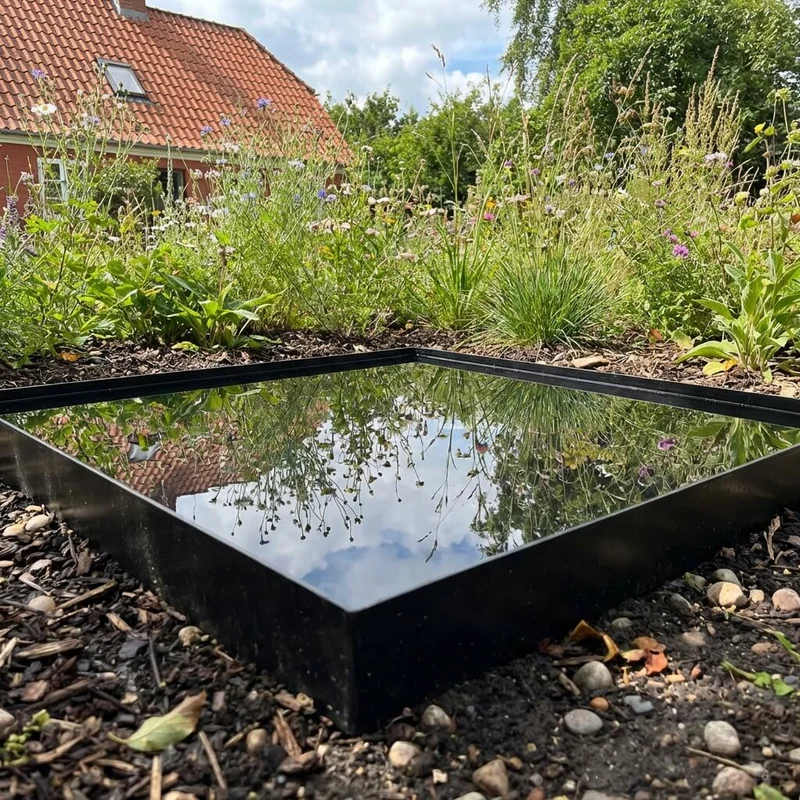 Svart spegelbassäng 78 x 78 x 6 cm